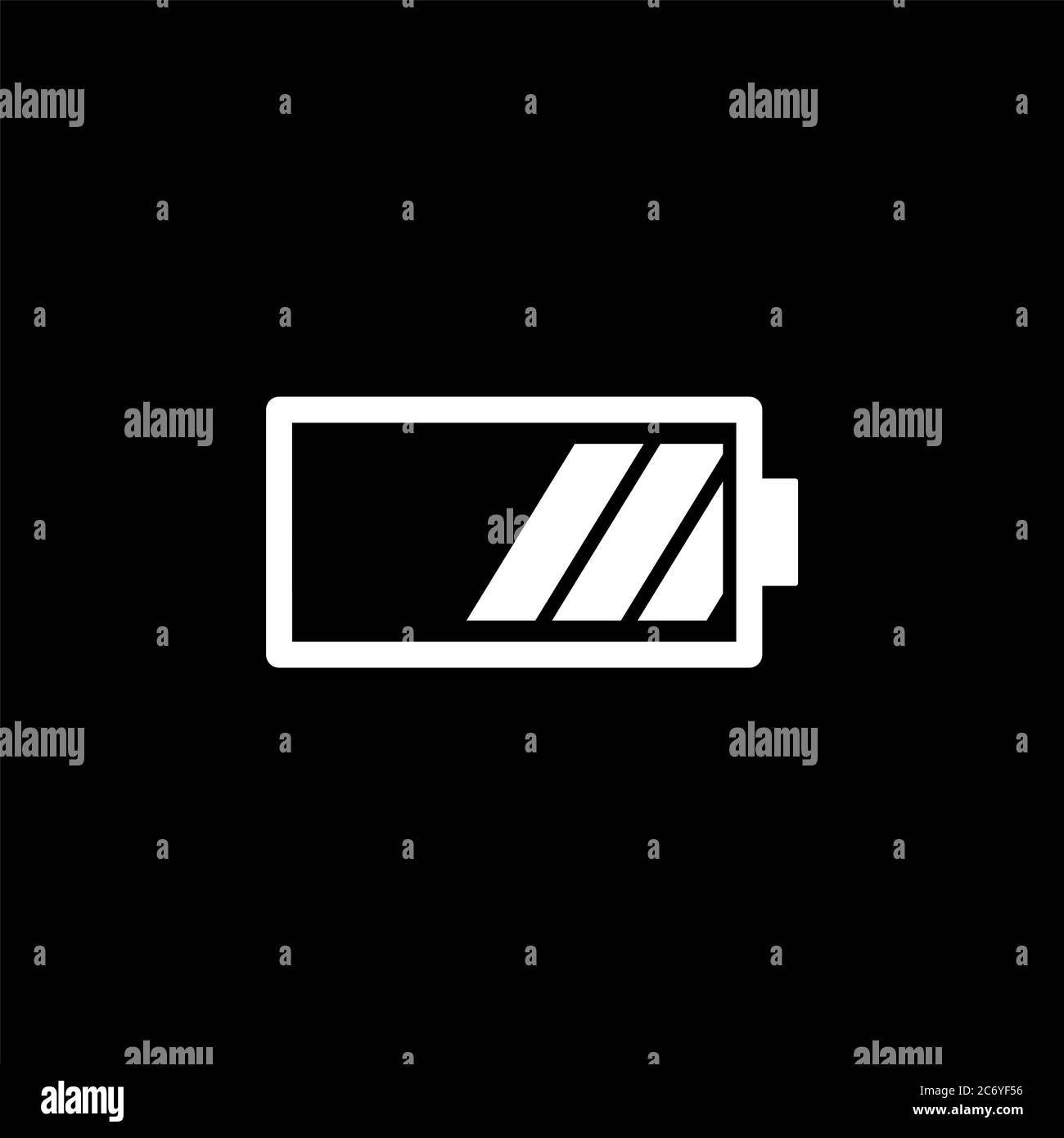 Battery Icon On Black Background. Black Flat Style Vector Illustration