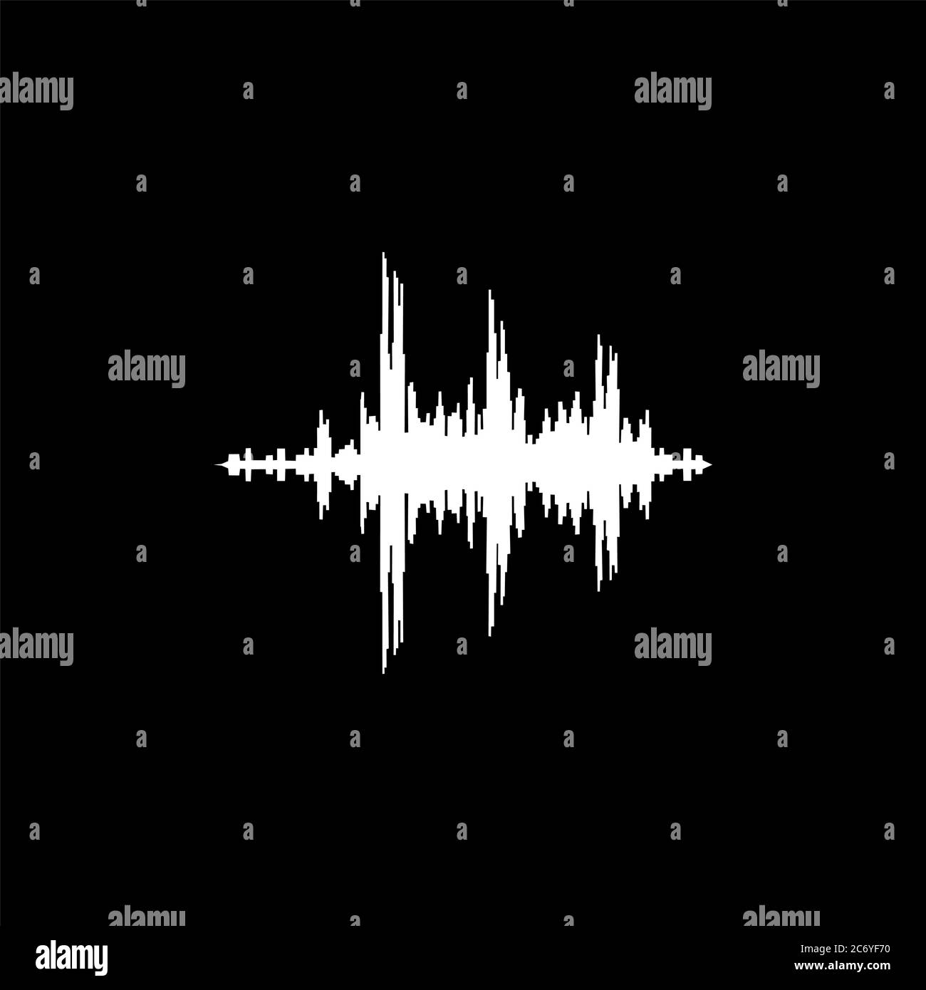 Audio Signal Flat Icon On Black Background. Black Style Vector ...