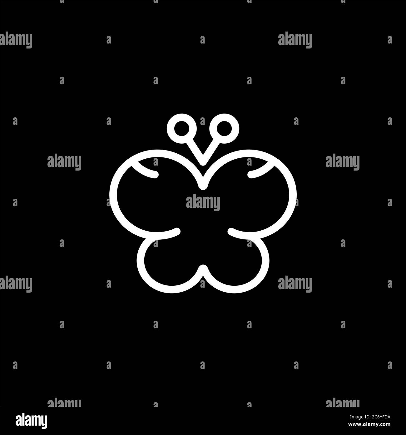 Butterfly Line Icon On Black Background. Black Flat Style Vector ...