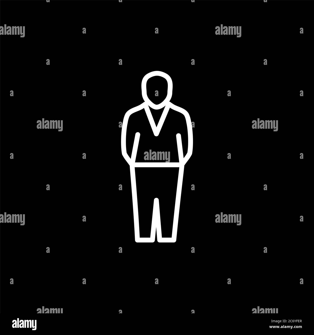 Businessman Line Icon On Black Background. Black Flat Style Vector ...