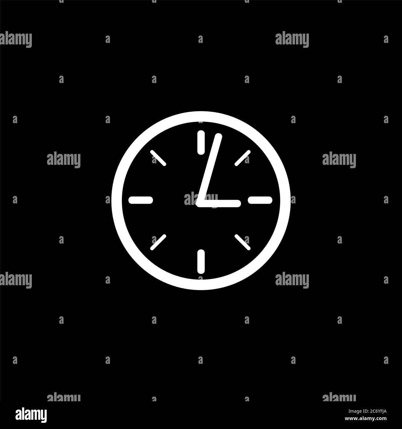 Clock Icon On Black Background. Black Flat Style Vector Illustration ...