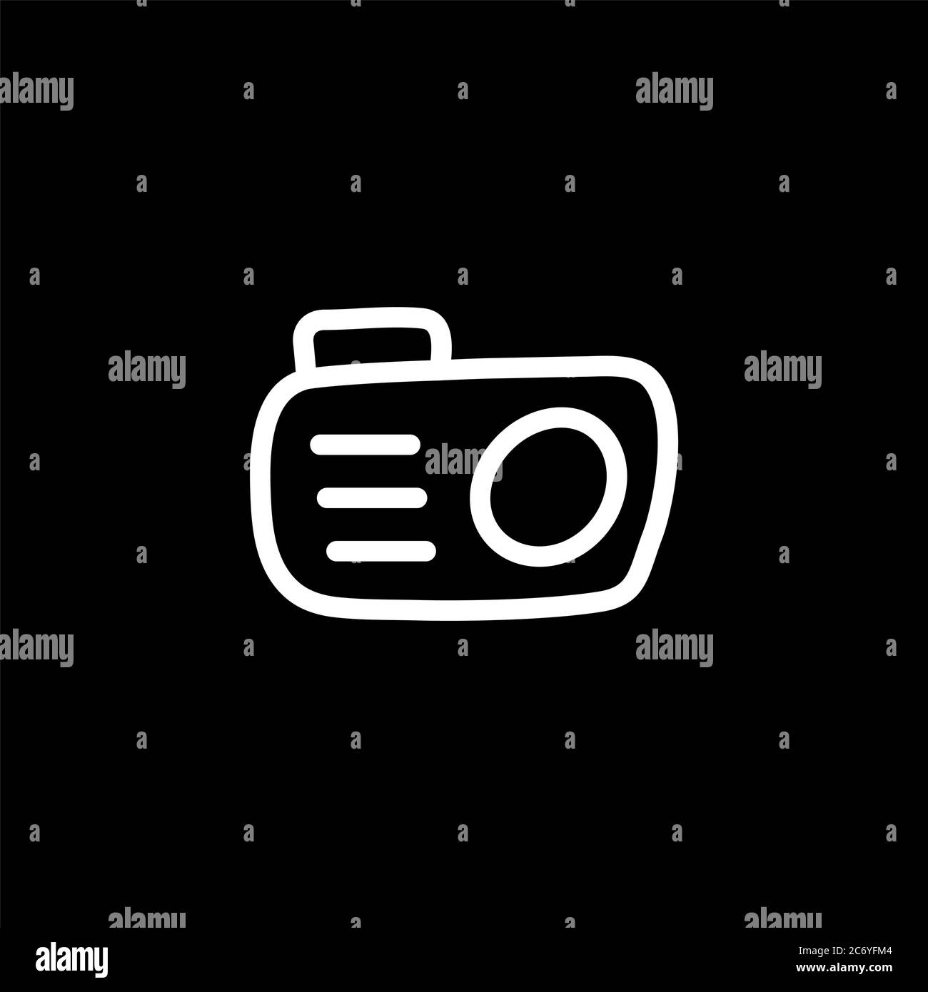 Camera Line Icon On Black Background. Black Flat Style Vector ...
