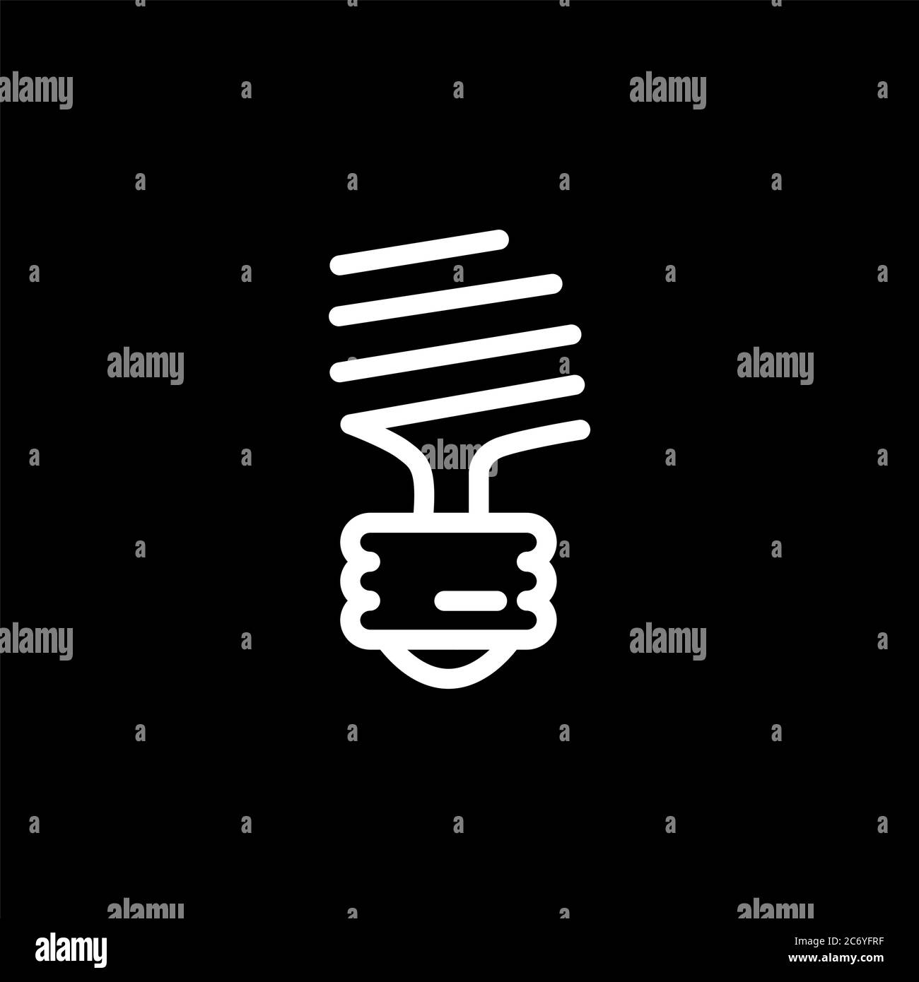 Energy Saving Bulb Line Icon On Black Background. Black Flat Style ...