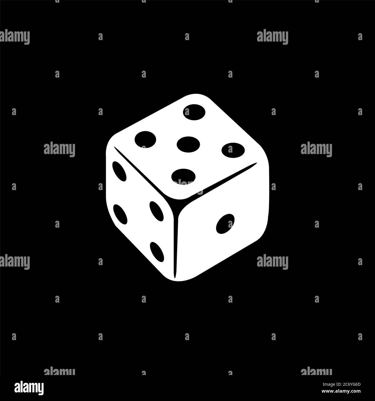 Casino Dice Icon On Black Background. Black Flat Style Vector