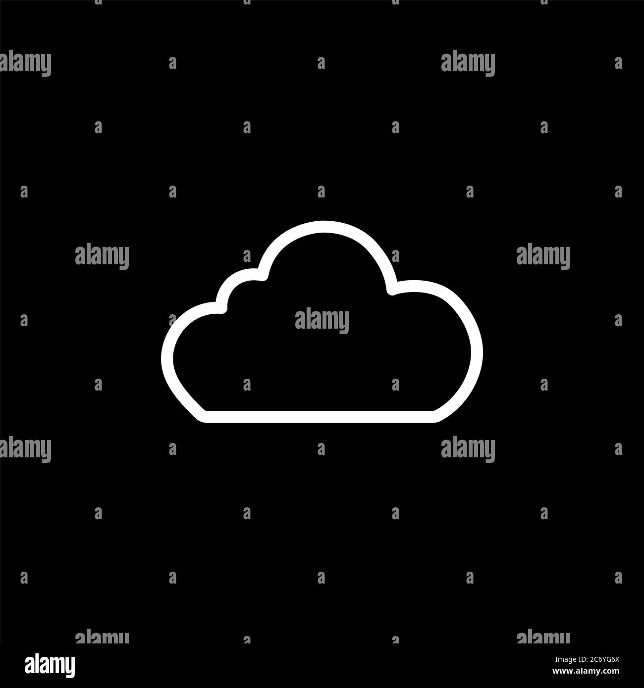 Cloud Line Icon On Black Background. Black Flat Style Vector ...