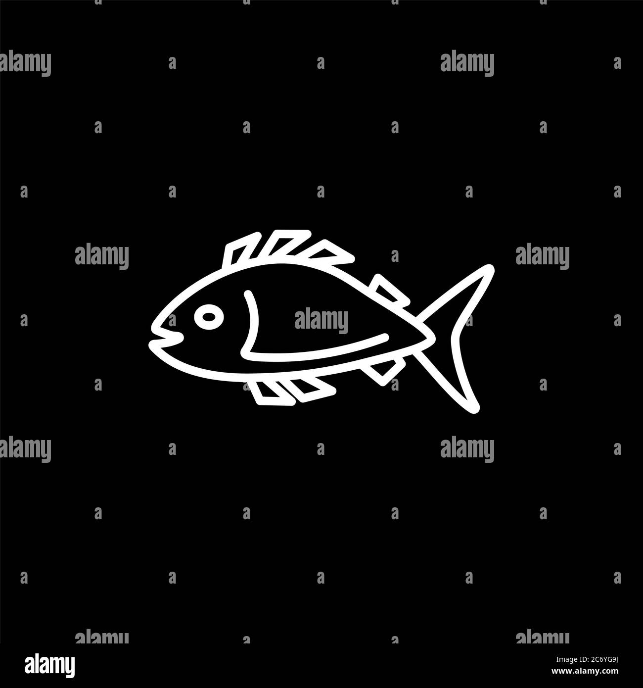 Fish Line Icon On Black Background. Black Flat Style Vector ...