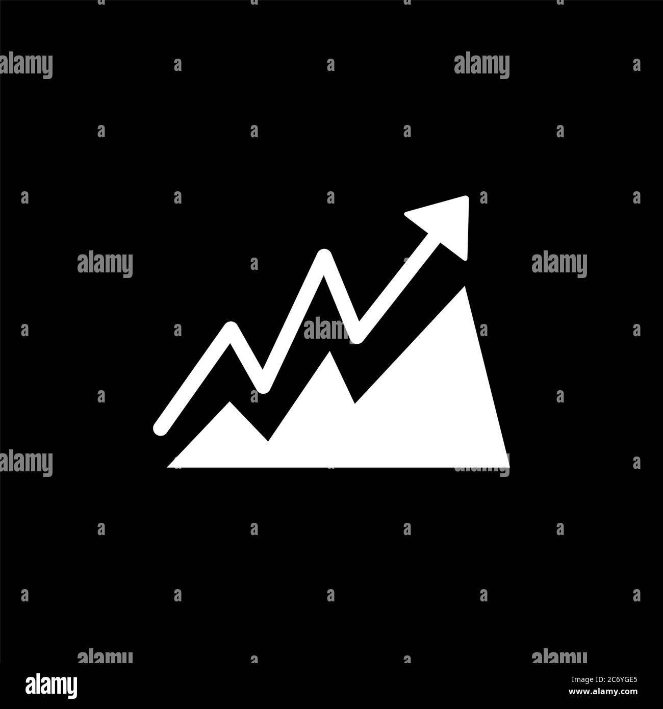 Growing Graph Icon On Black Background. Black Flat Style Vector ...