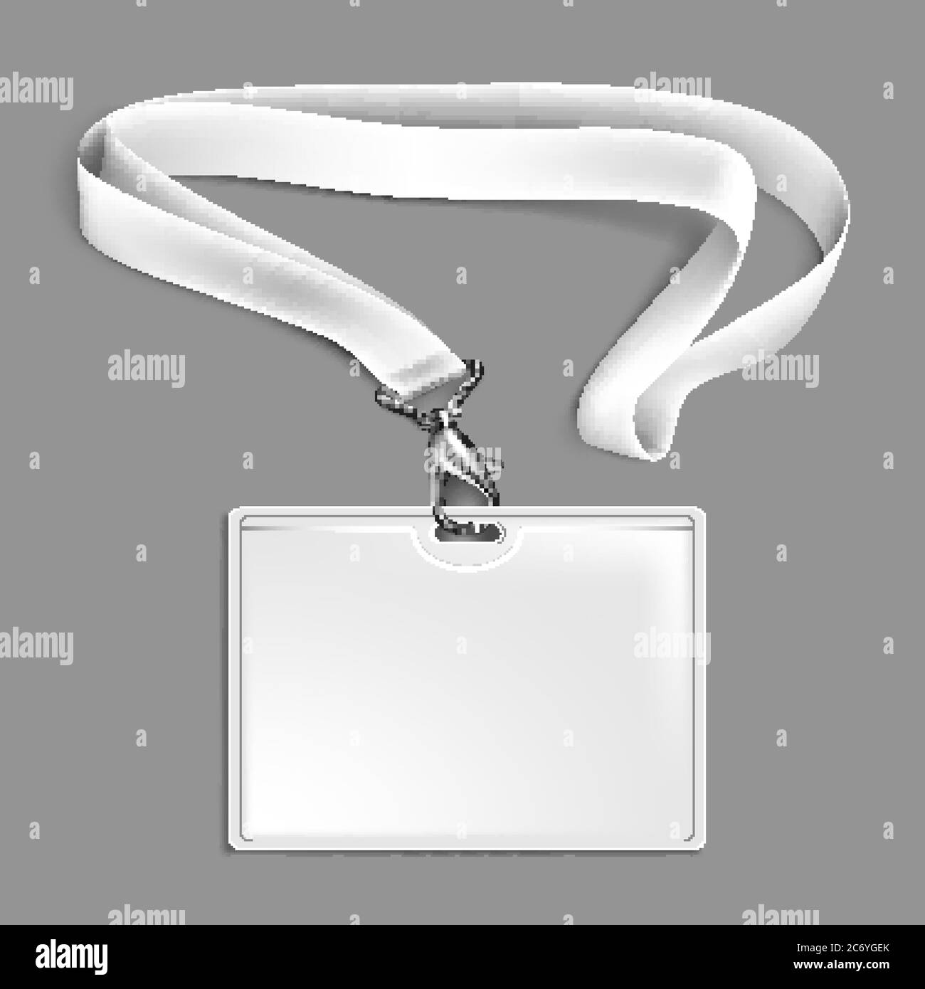 Lanyard Identification Card With Ribbon Vector Illustration Stock