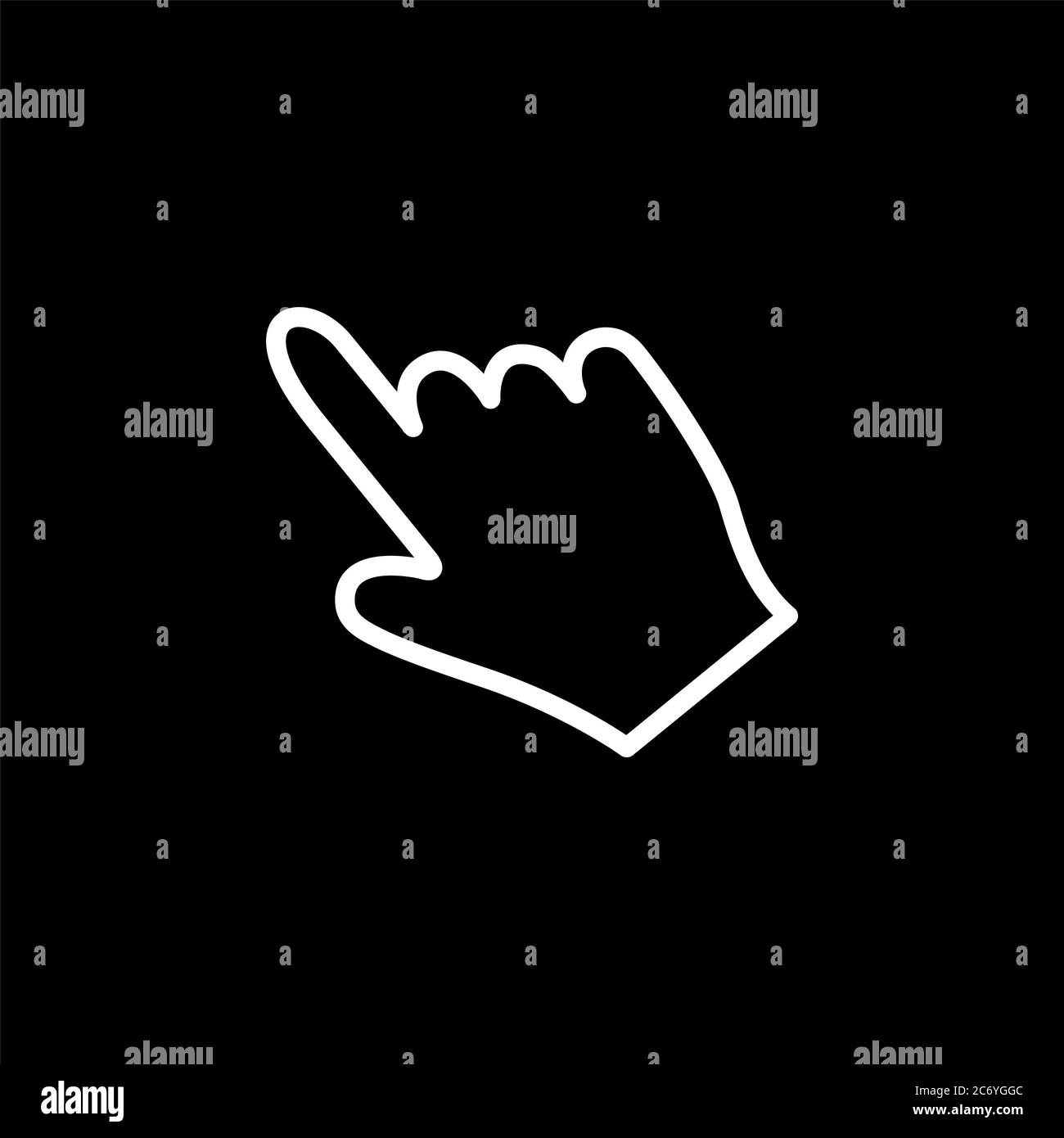 Hand Line Icon On Black Background. Black Flat Style Vector ...
