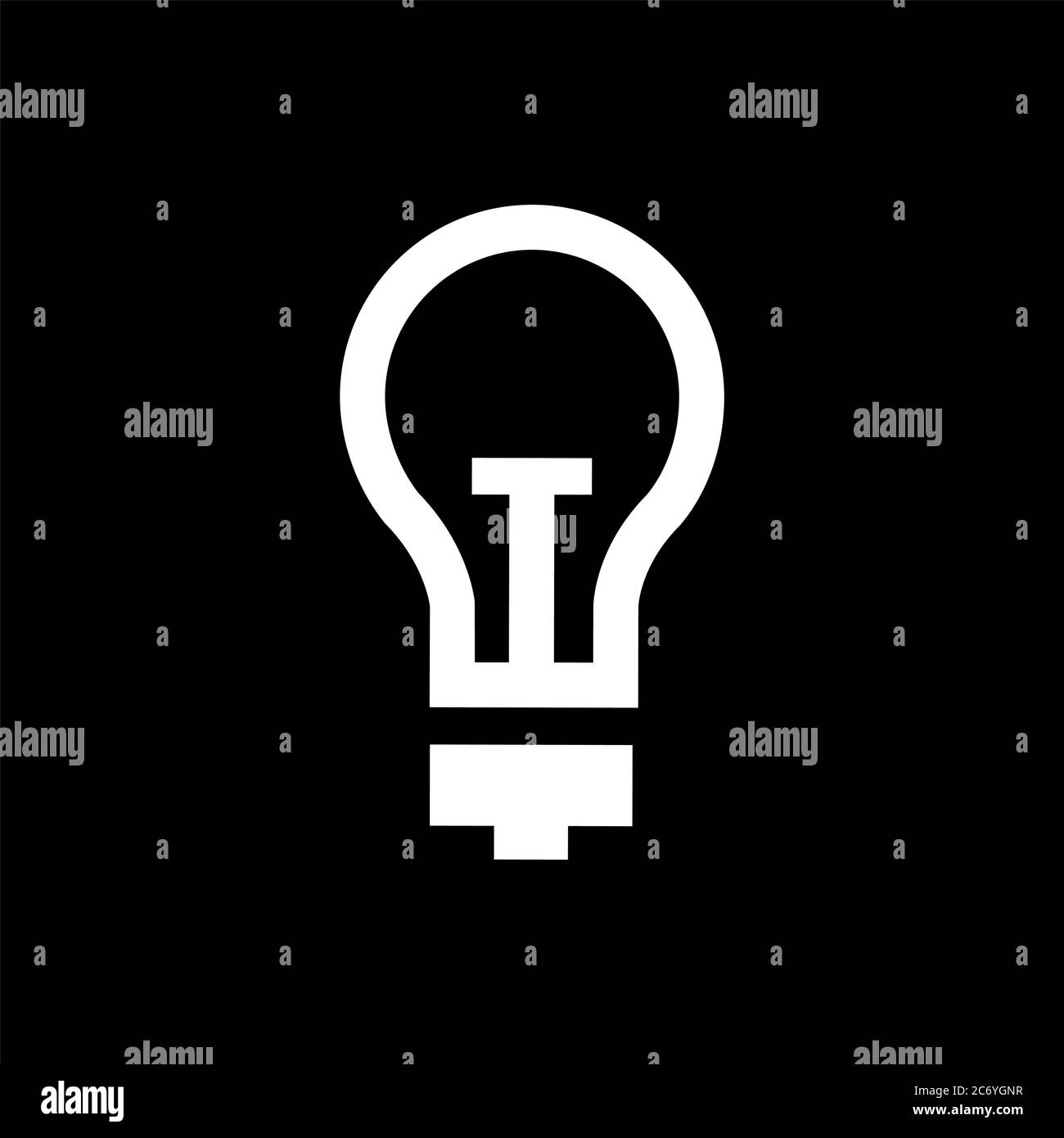 Light Bulb Icon On Black Background. Black Flat Style Vector ...