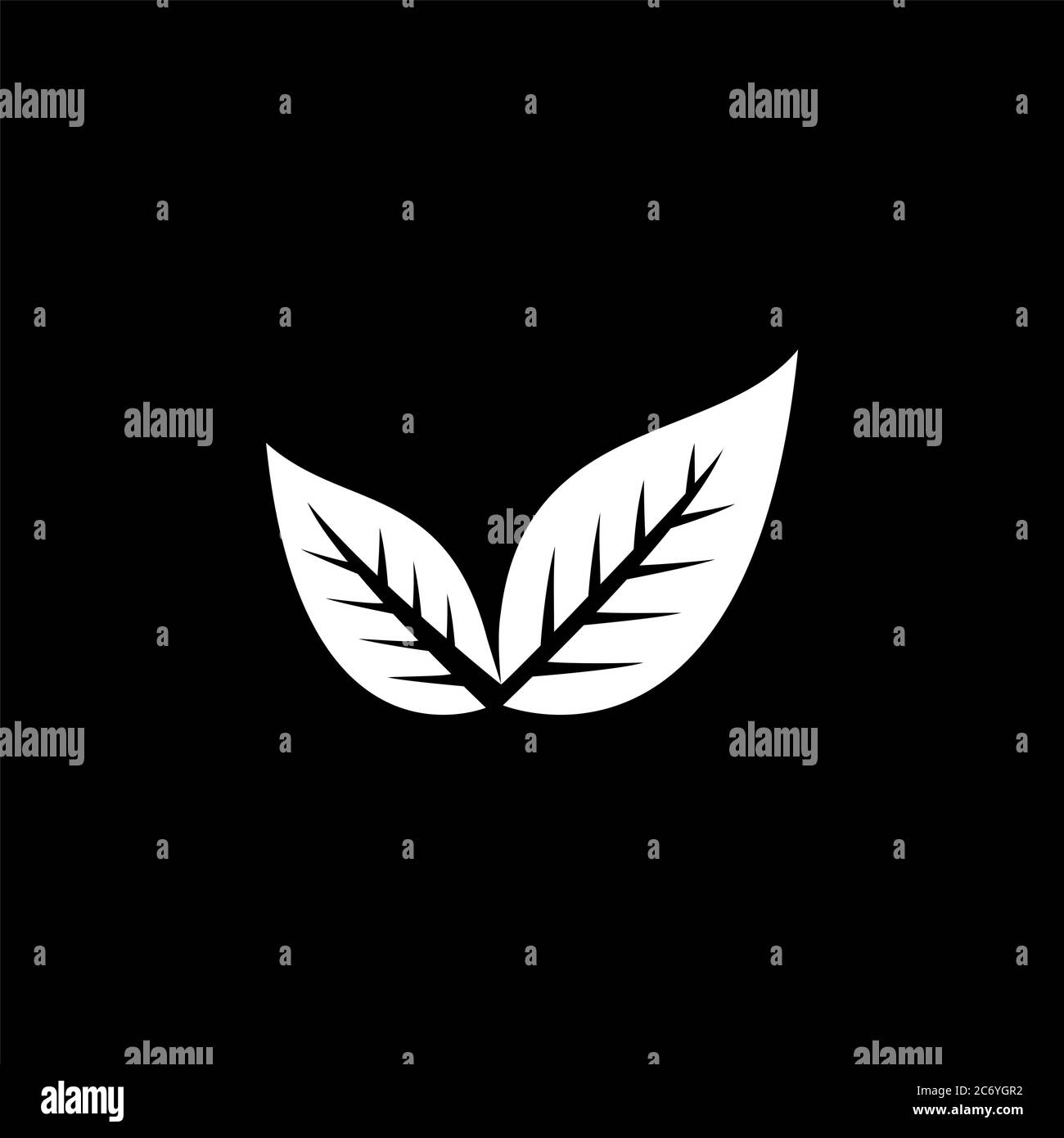 Leaf Icon On Black Background. Black Flat Style Vector Illustration ...