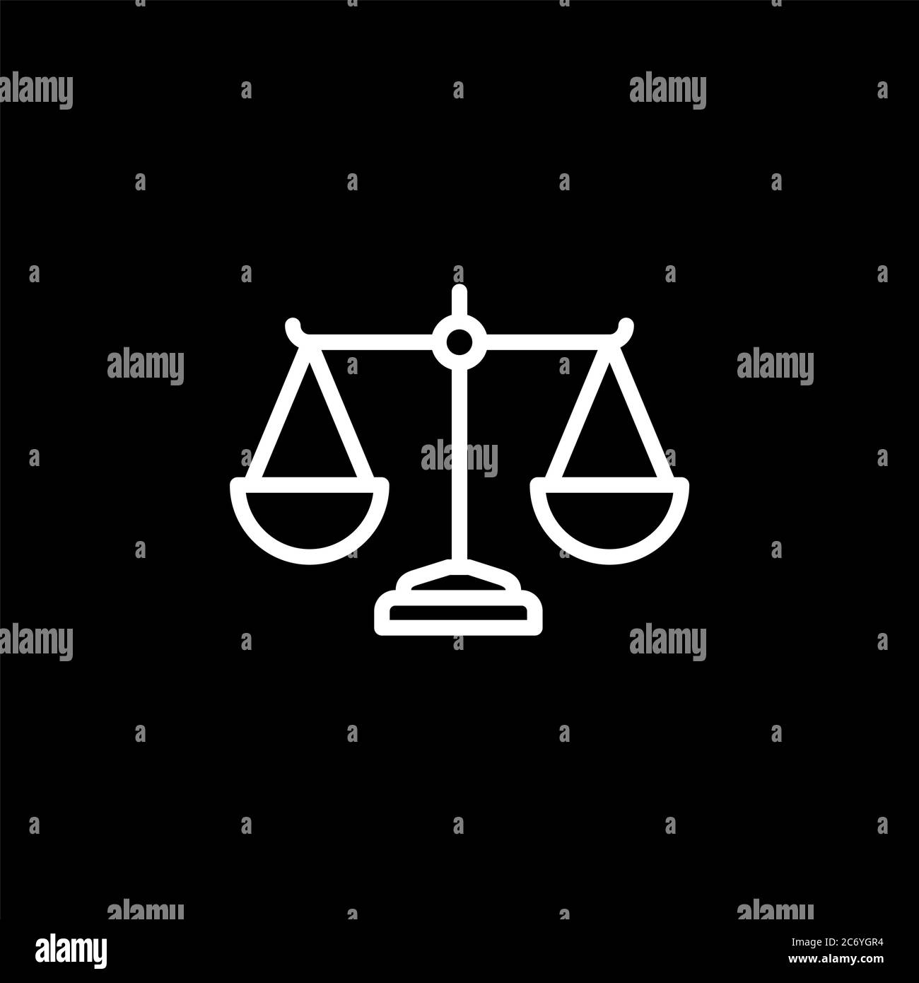 Justice Scales Line Icon On Black Background. Black Flat Style Vector ...