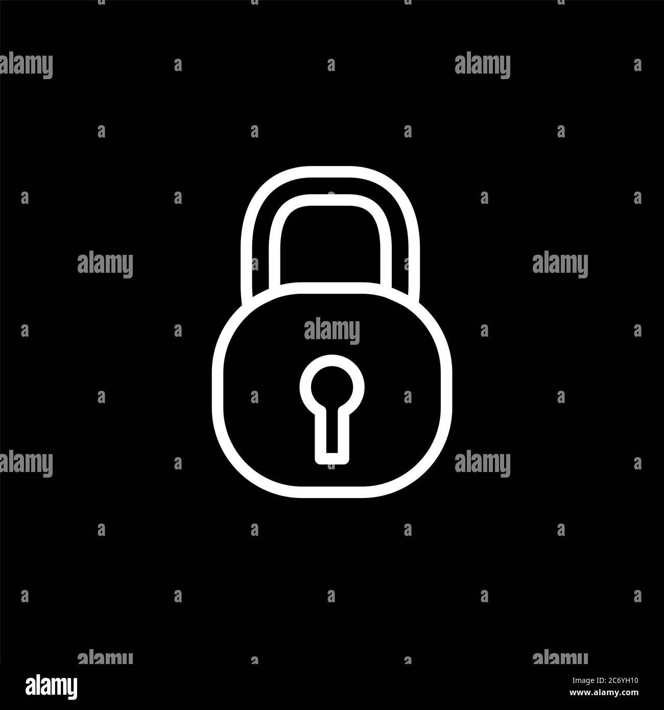 Lock Line Icon On Black Background. Black Flat Style Vector ...