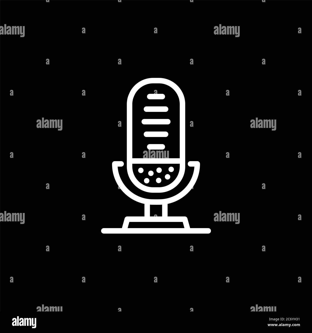 Microphone Line Icon On Black Background. Black Flat Style Vector ...