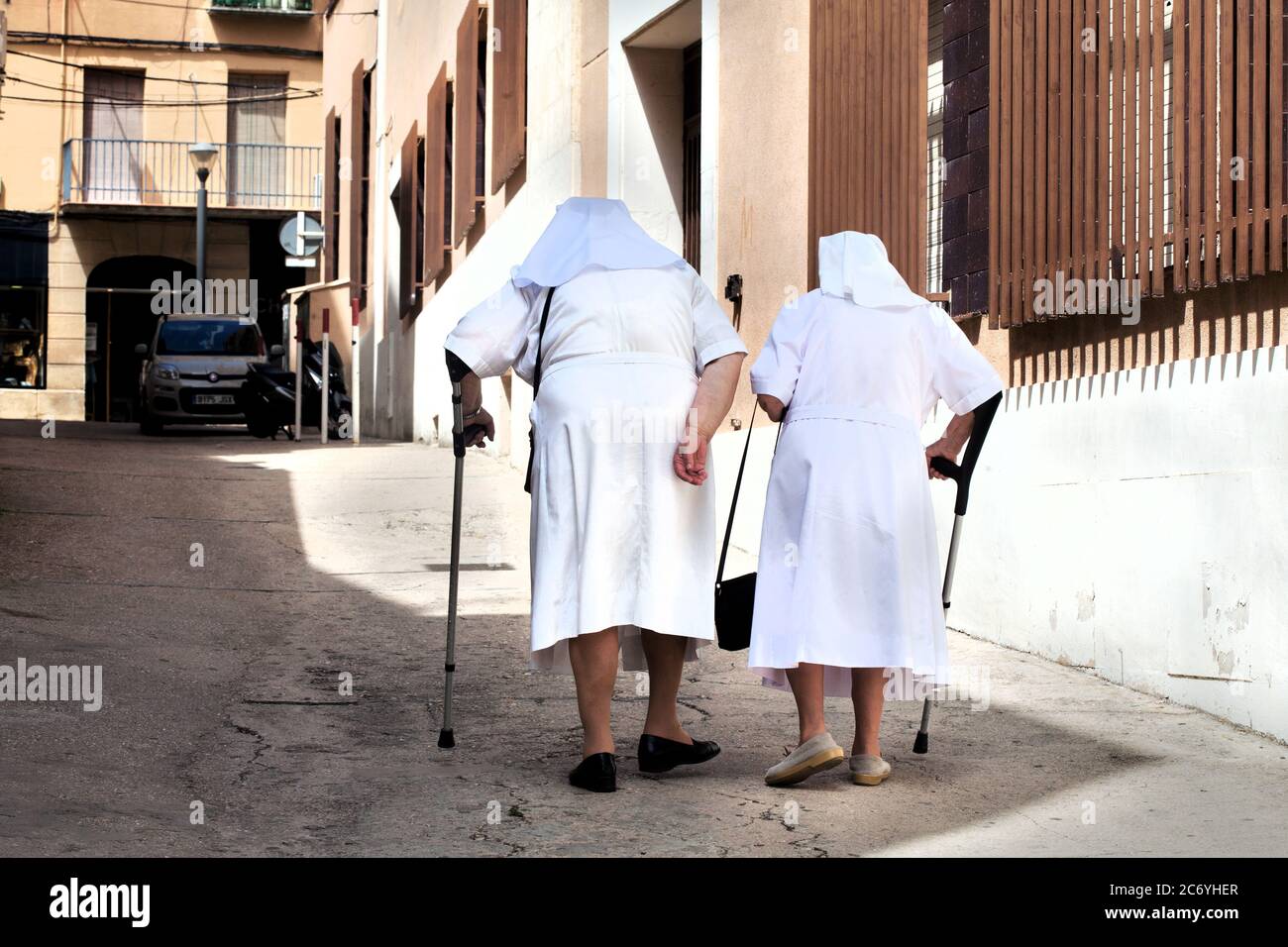 Catholic nuns, Alcañiz, Spain. Stock Photo