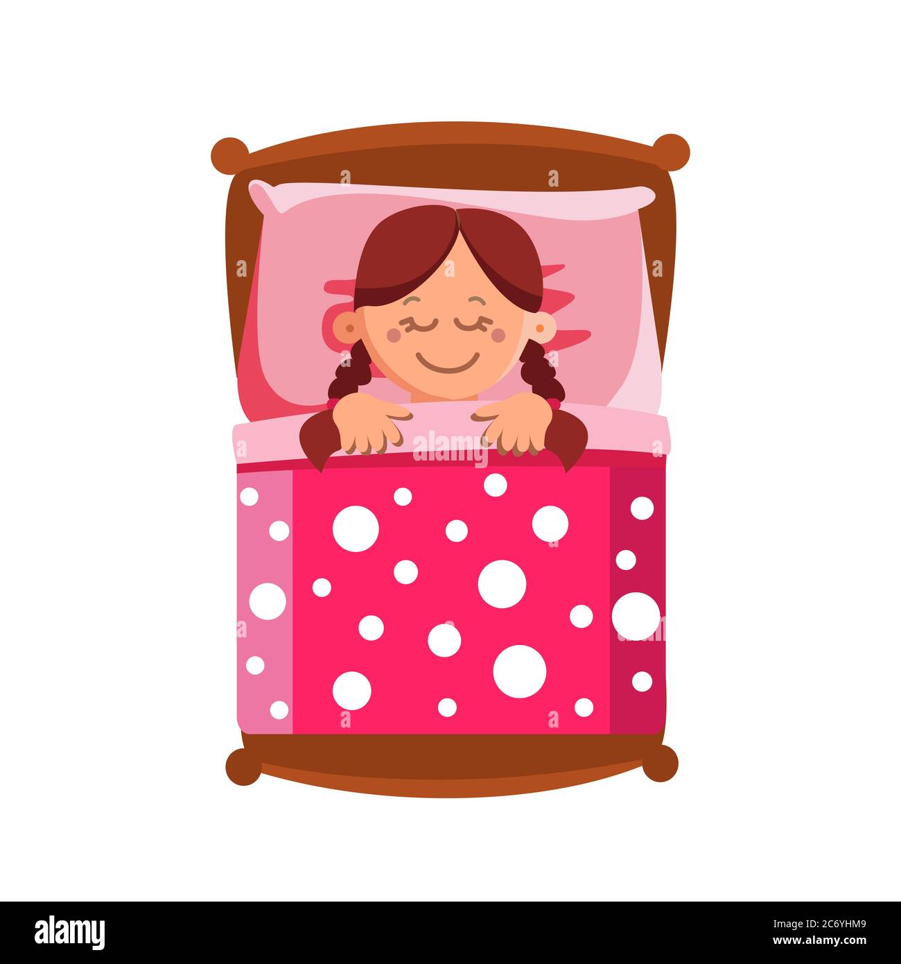 Little Girl Sleeping In Bed, Sweet Dreams Vector Stock Vector Image ...