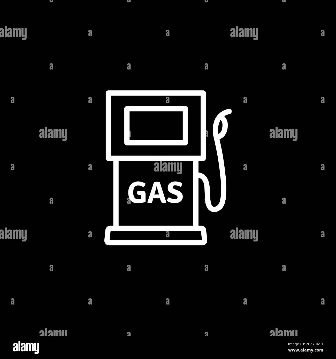 Gas Station Line Icon On Black Background. Black Flat Style Vector ...