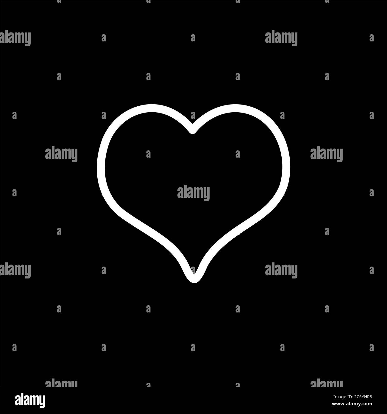 Heart Line Icon On Black Background. Black Flat Style Vector ...