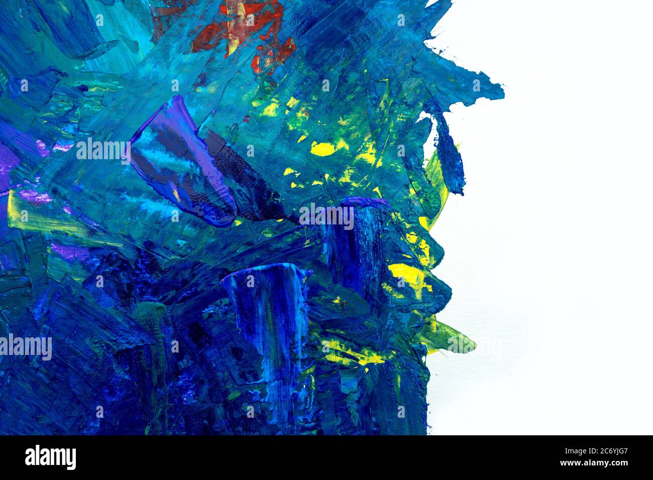Oil paint mixed. Abstract texture place for text. Blue, yellow, red, green colors. Stock Photo