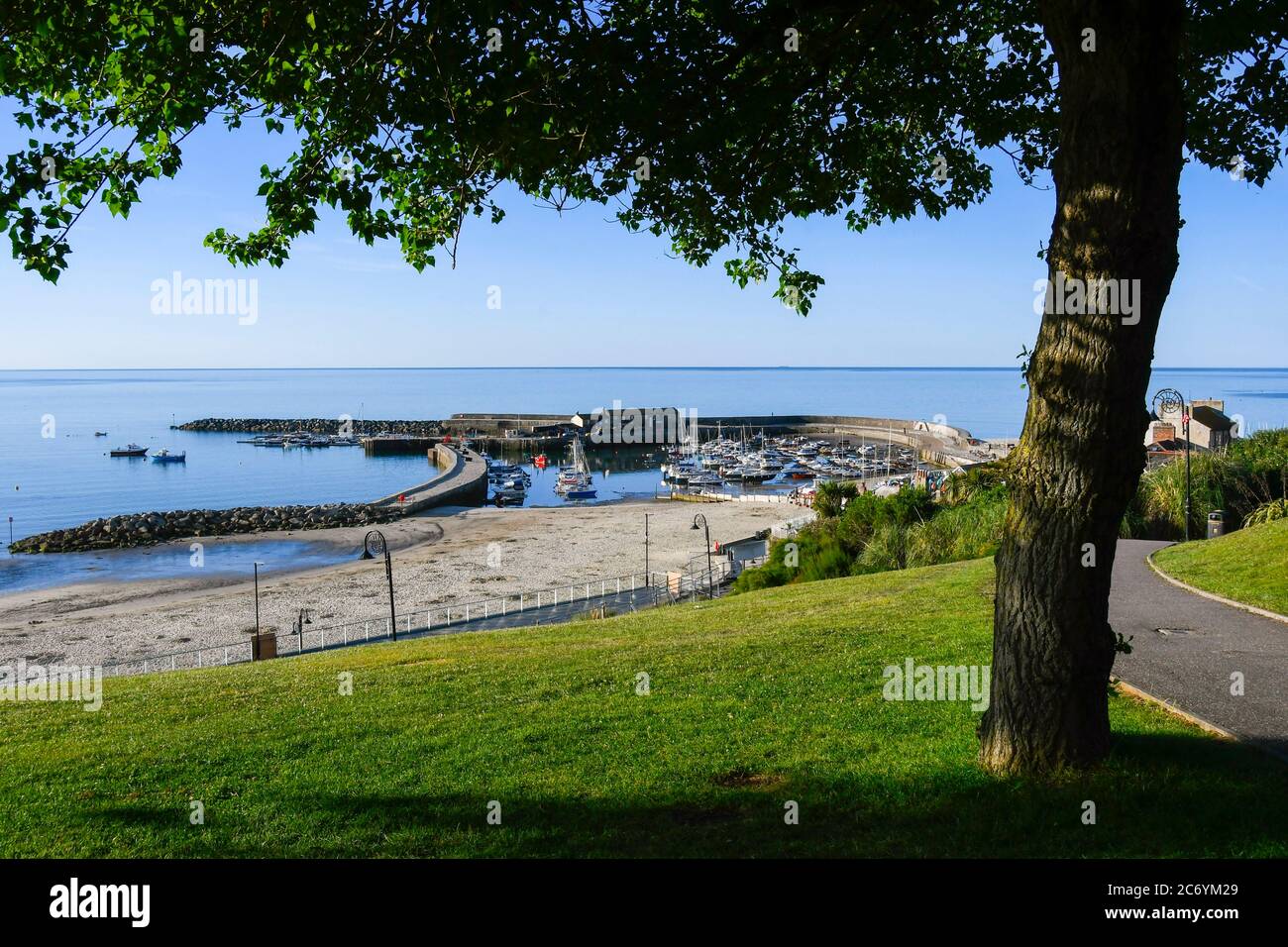 Lyme Regis, Dorset, UK. 13th July 2020. UK Weather. View of the Cobb