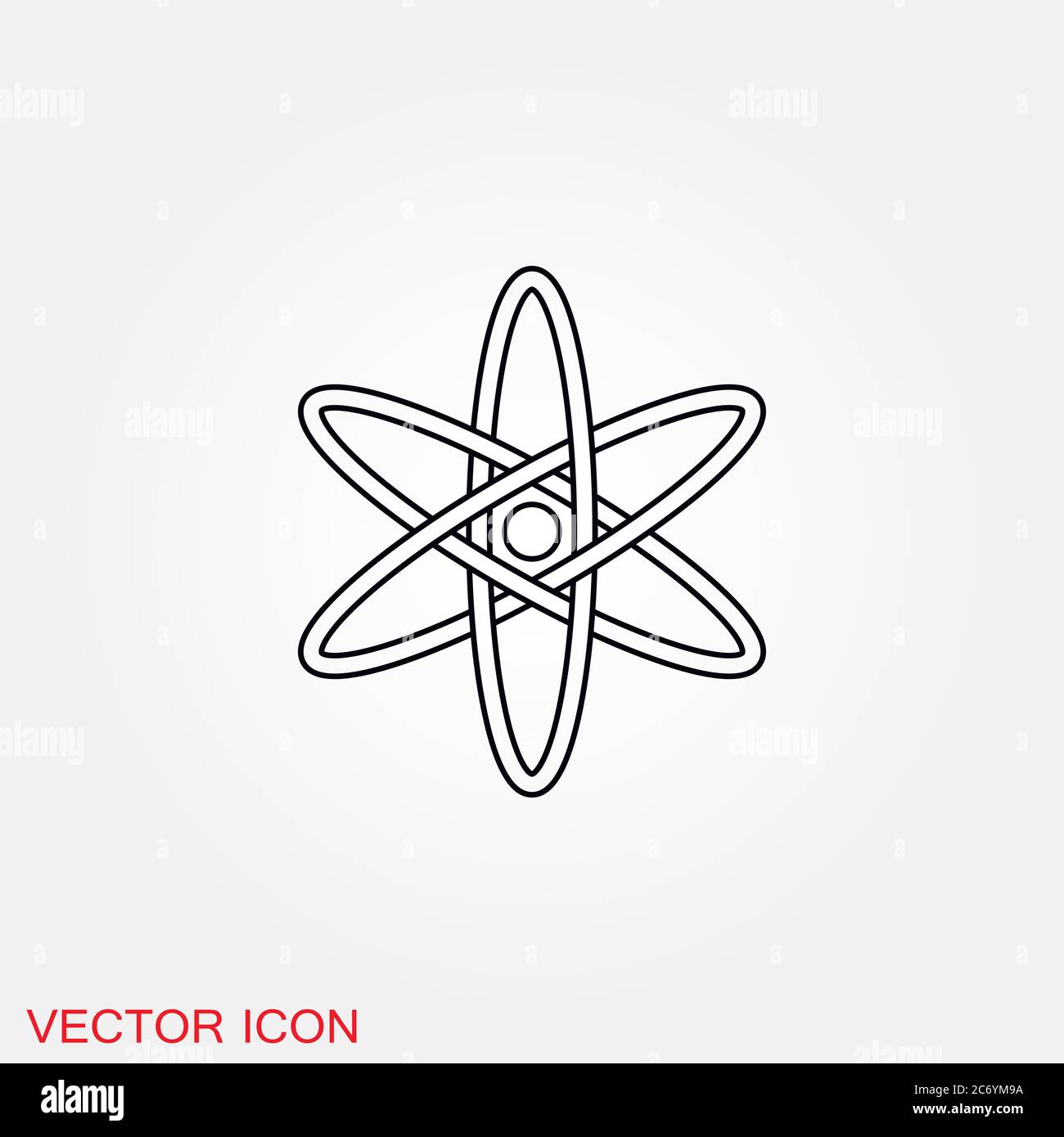 Atom icon, black science fiction atom icon Stock Vector