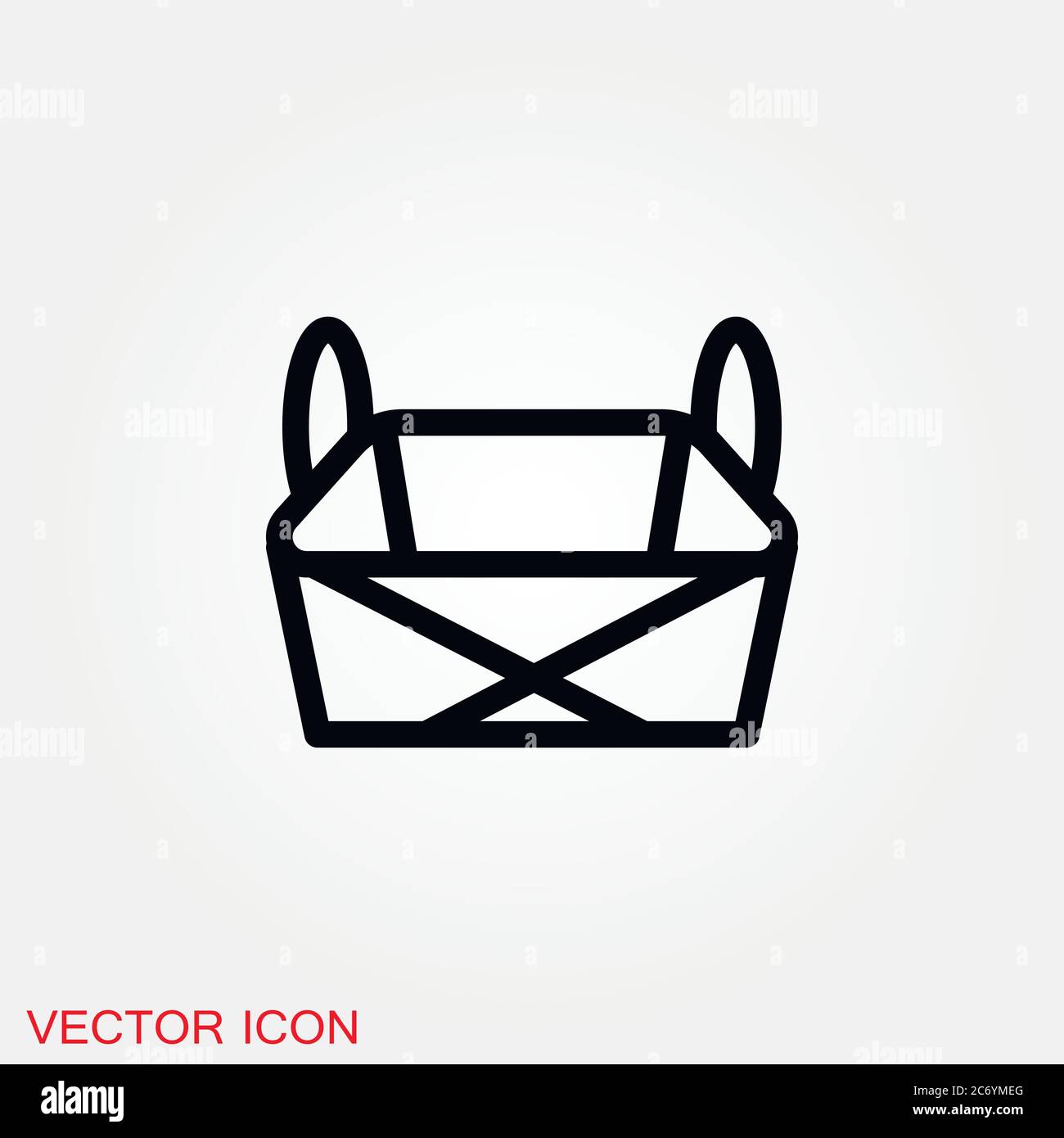 Basket icon, plate with spoon BBQ. Vector sign Stock Vector