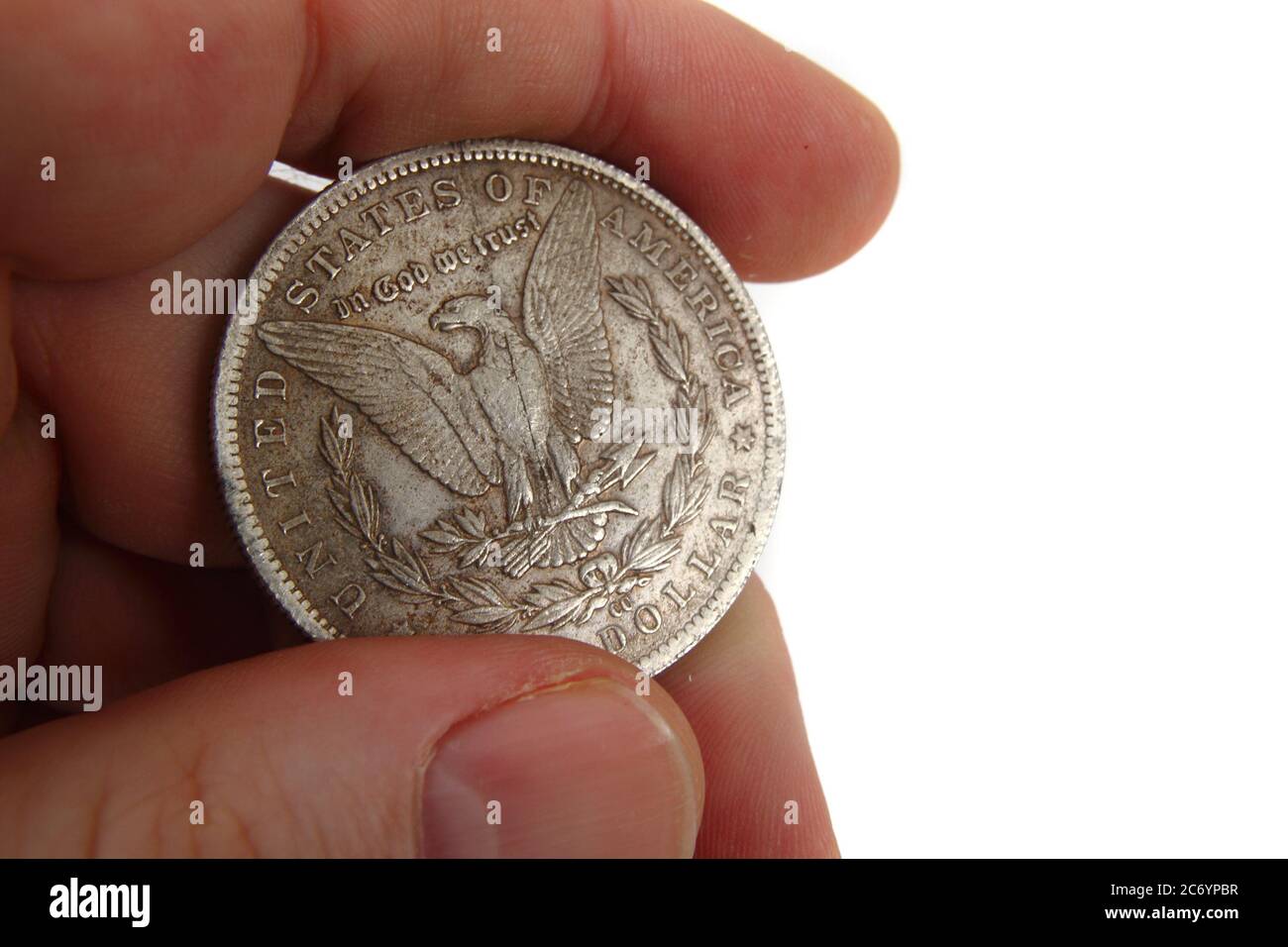Human Hand Coin dollar coins in human hand isolated on the white background Stock Photo ...