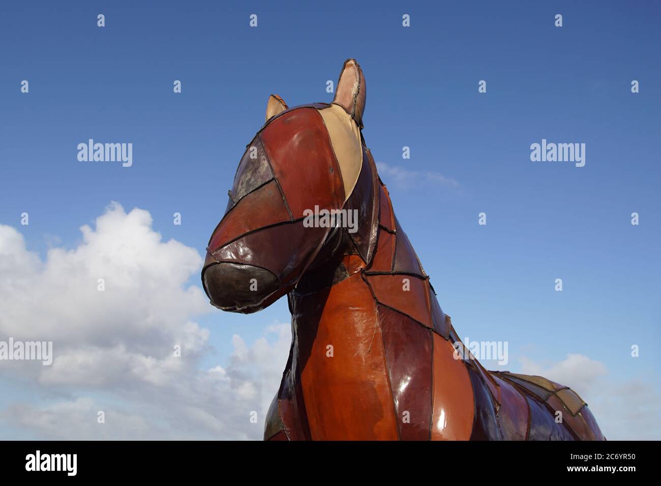 Horse statue covered with leather patches. Designed by Ellen Jansen and Eva  Dekker. Alkmaar, Netherlands, January Stock Photo - Alamy