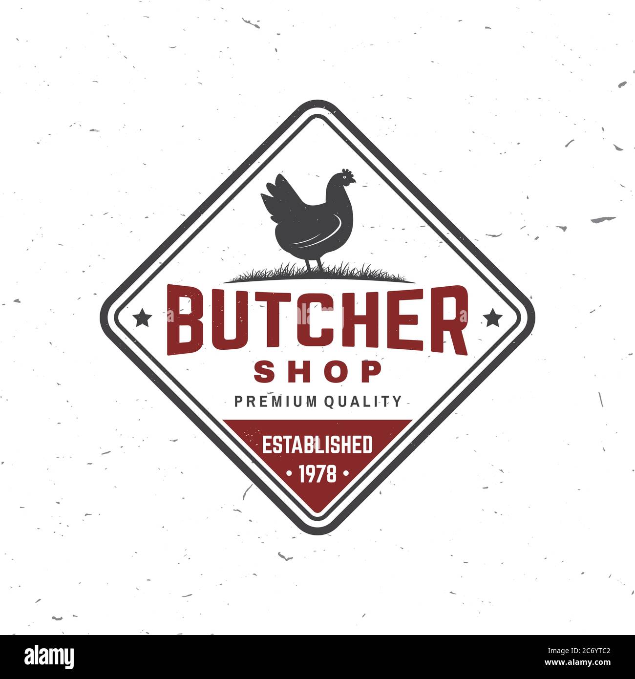 Butcher Meat Shop With Chicken Badge Or Label Vector Illustration Vintage Typography Logo Design With Chicken Silhouette Elements On The Theme Of The Chicken Meat Shop Market Restaurant Business Stock Vector Image
