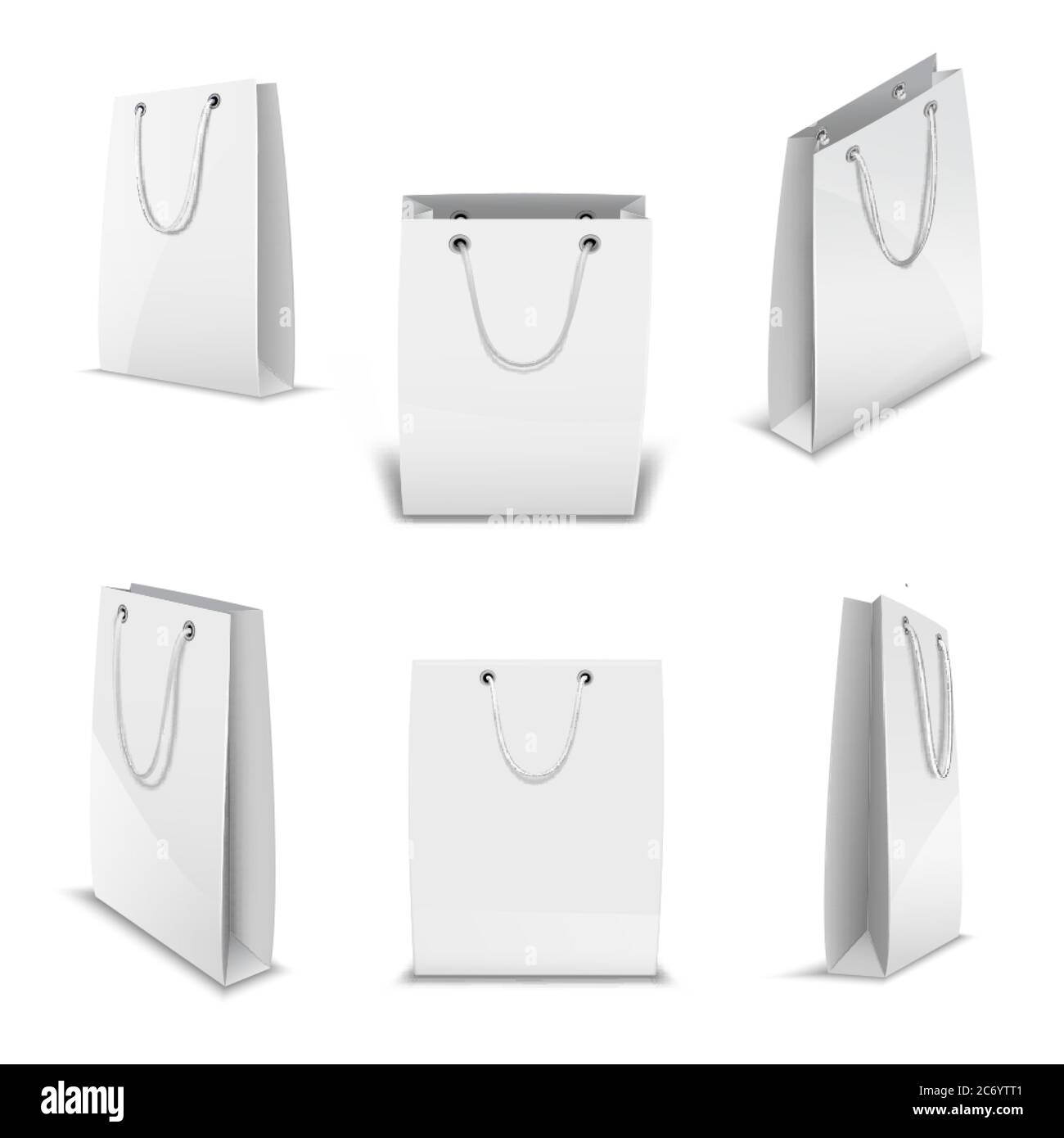 Paper bags for shopping realistic 3D vector templates set Stock Vector