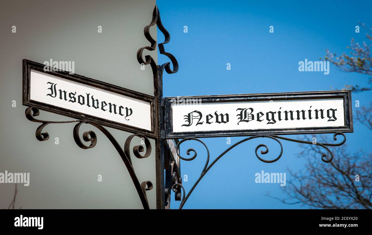Street Sign the Direction Way to NEW BEGINNING versus INSOLVENCY Stock ...
