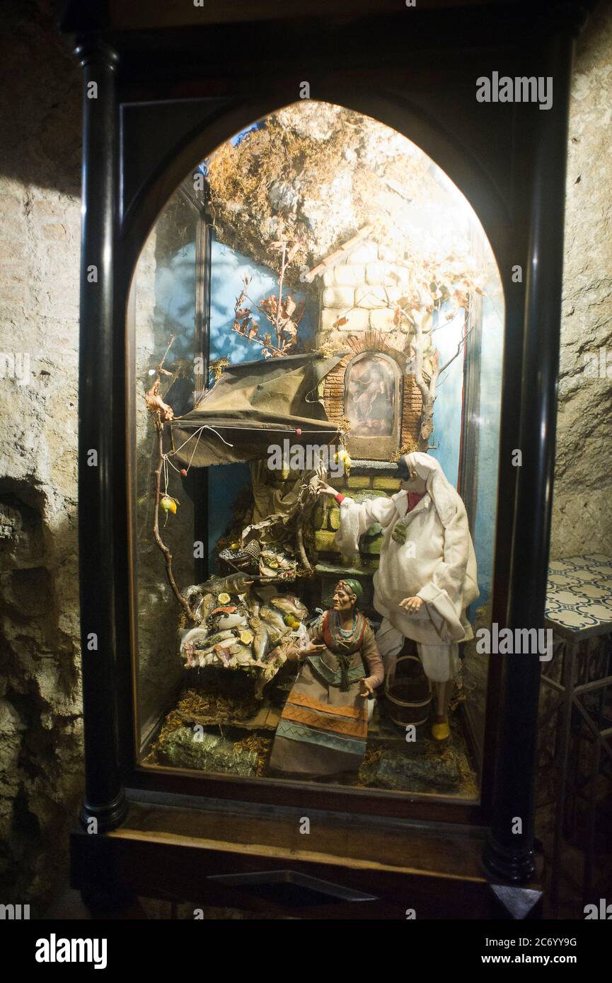Europe, Italy, Campania, Naples, crib dioramas with 16th century costumes Stock Photo