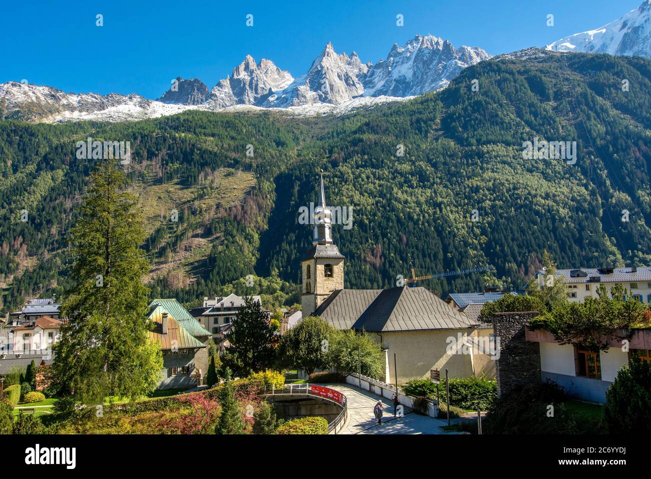 Church St Michel, Chamonix, Savoie department, Auvergne-Rhone-Alpes, France Stock Photo