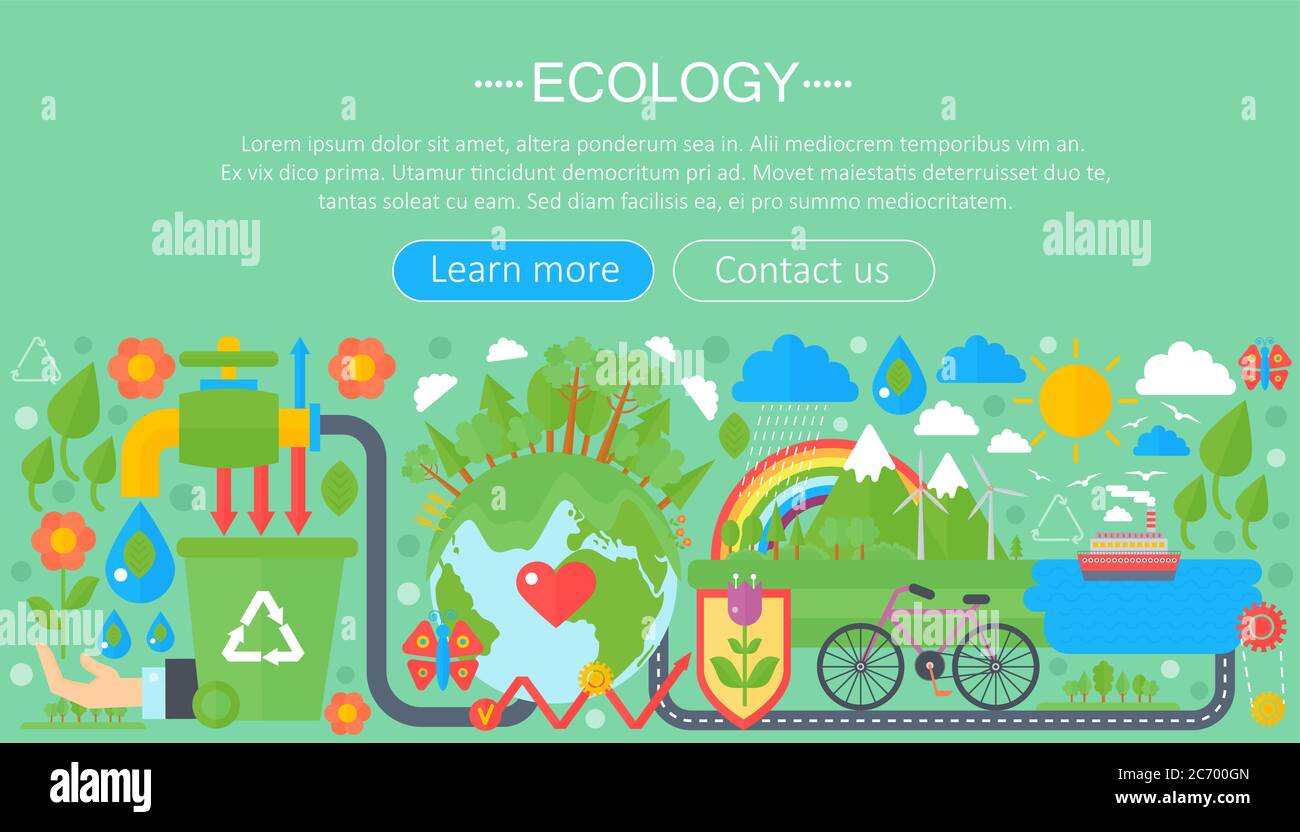 Modern flat infographic ecology concept. Green energy alternative fuel