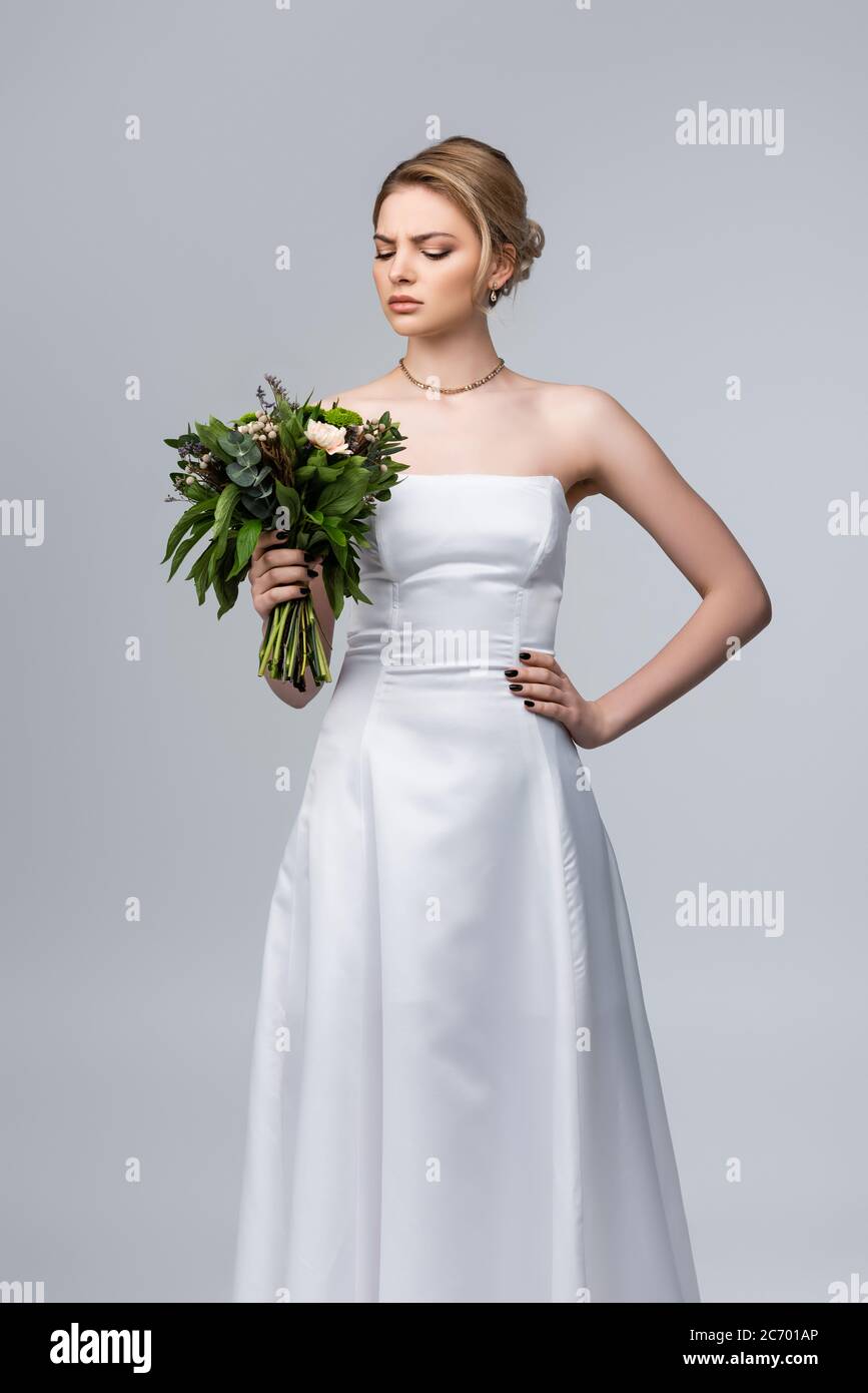 grey dress with white flowers