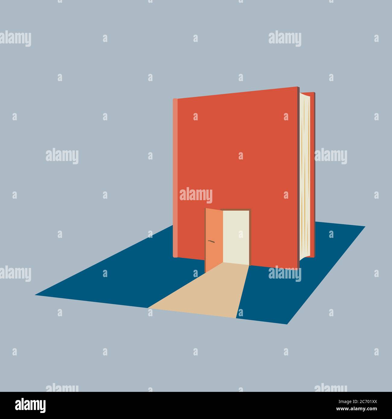 Opened door to book vector illustration. Knowledge symbol. Stock Vector