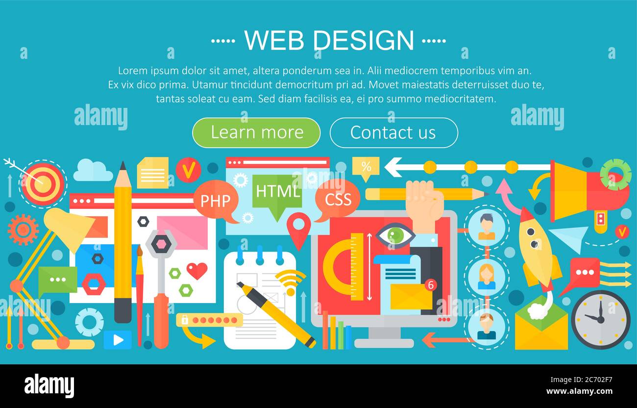 Web design flat concept. Programming apps infographics template header ...
