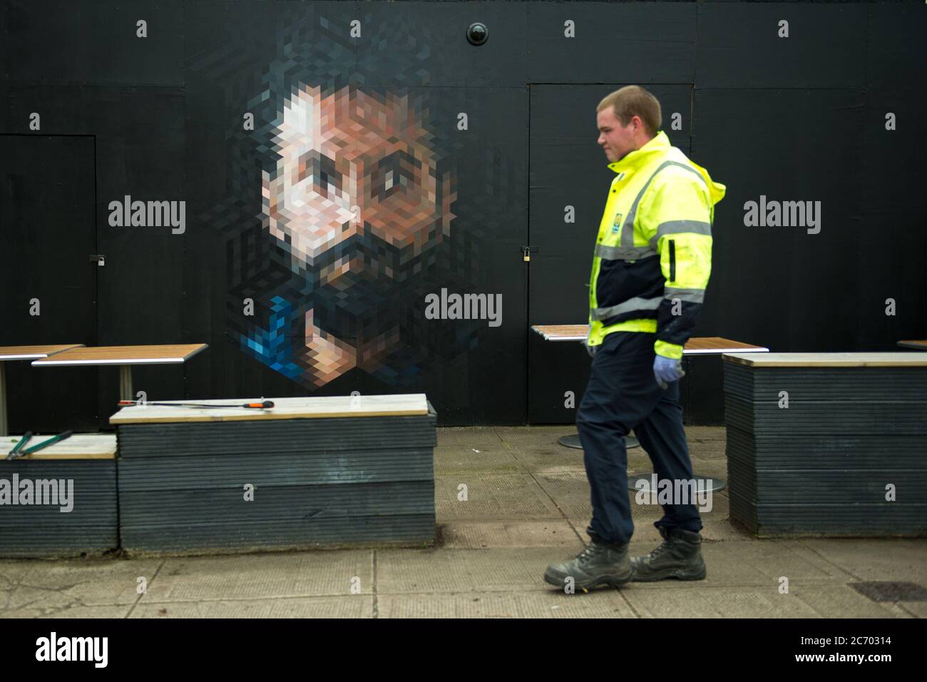 Glasgow Scotland, UK. 13 July 2020. Pictured New artworks and murals