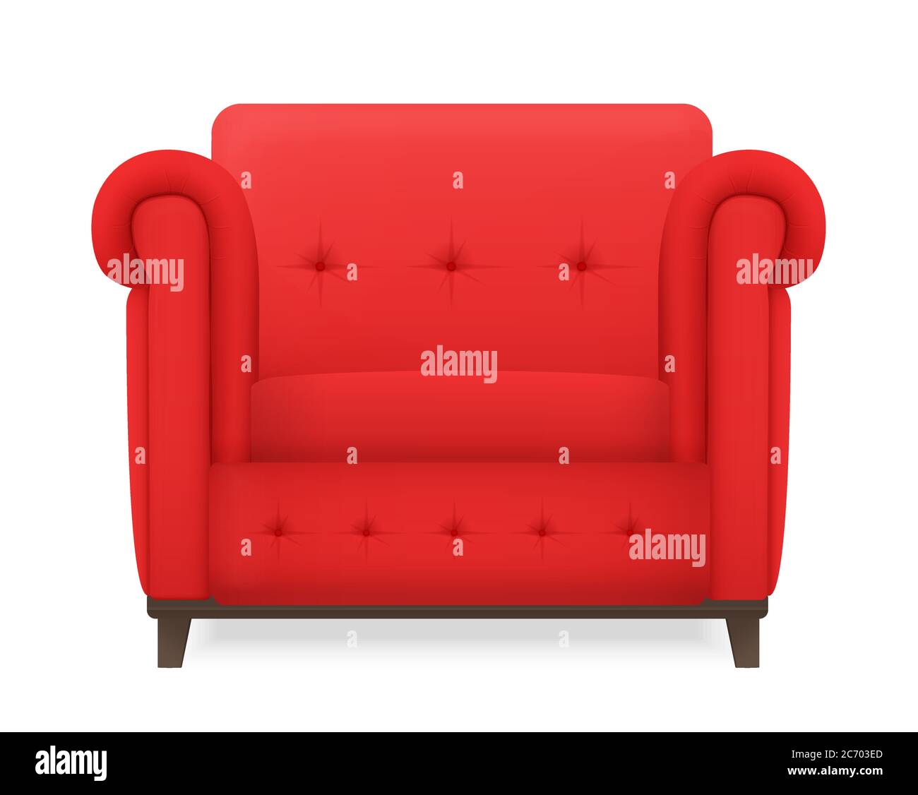 Vector realistic red leather armchear isolated illustration Stock Vector