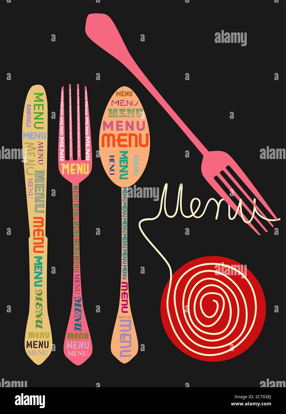 Menu template for italian restaurant ,free copy space, vector illustration Stock Vector