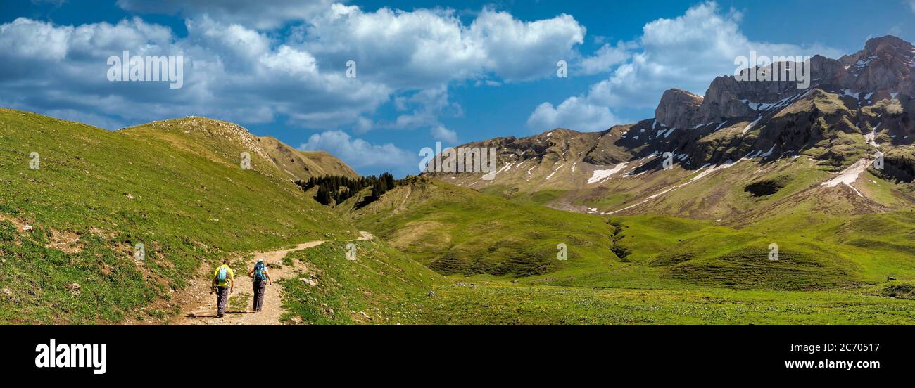 The Cornettes de Bise mountains. Geopark Chablais labelled Geopark mondial UNESCO,  French Alps, Haute-Savoie, Auvergne-Rhone-Alpes,  France Stock Photo
