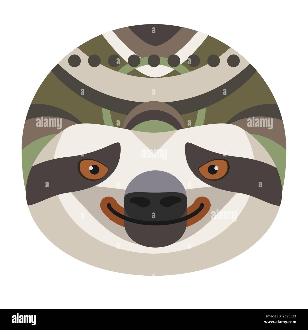 Sloth Head Logo. Vector decorative Emblem isolated Stock Vector