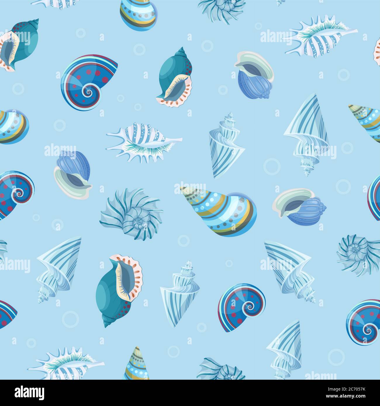 Seashells seamless vector realistic pattern colored isolated Stock ...
