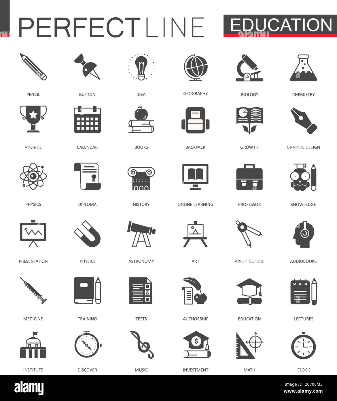 Black classic web Education icons set vector Stock Vector Image & Art ...