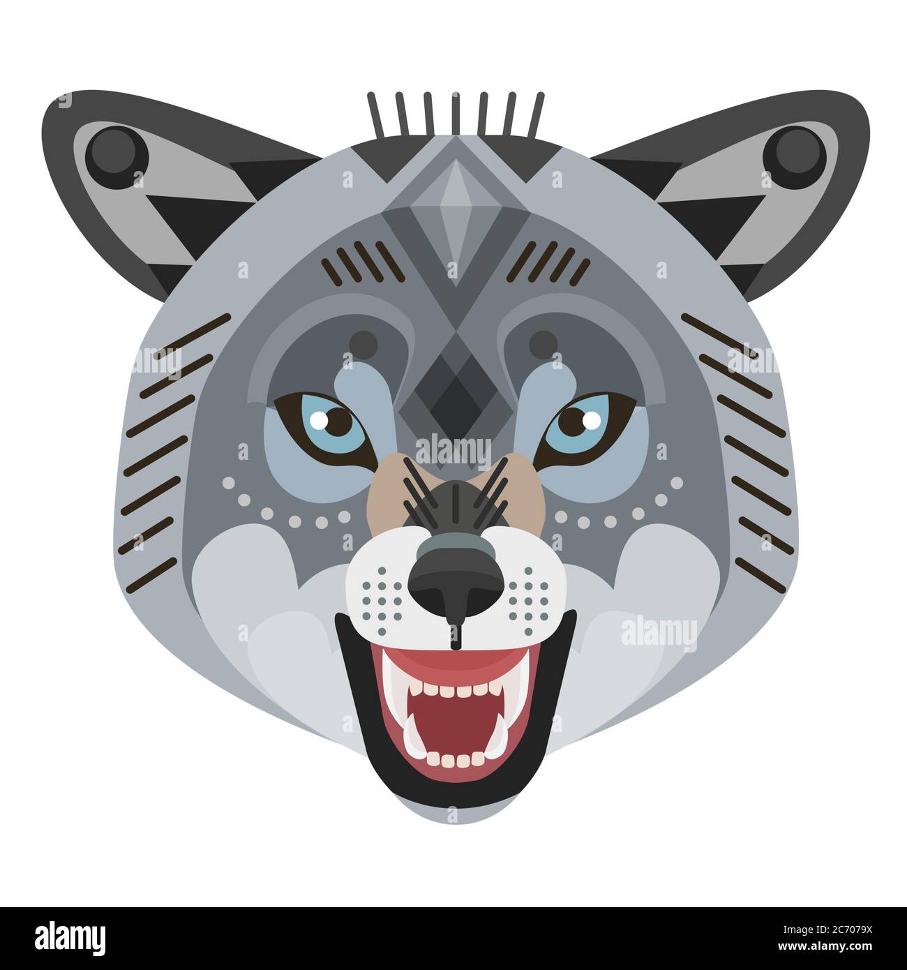 Angry wolf head Logo. Vector decorative Emblem illustration Stock Vector