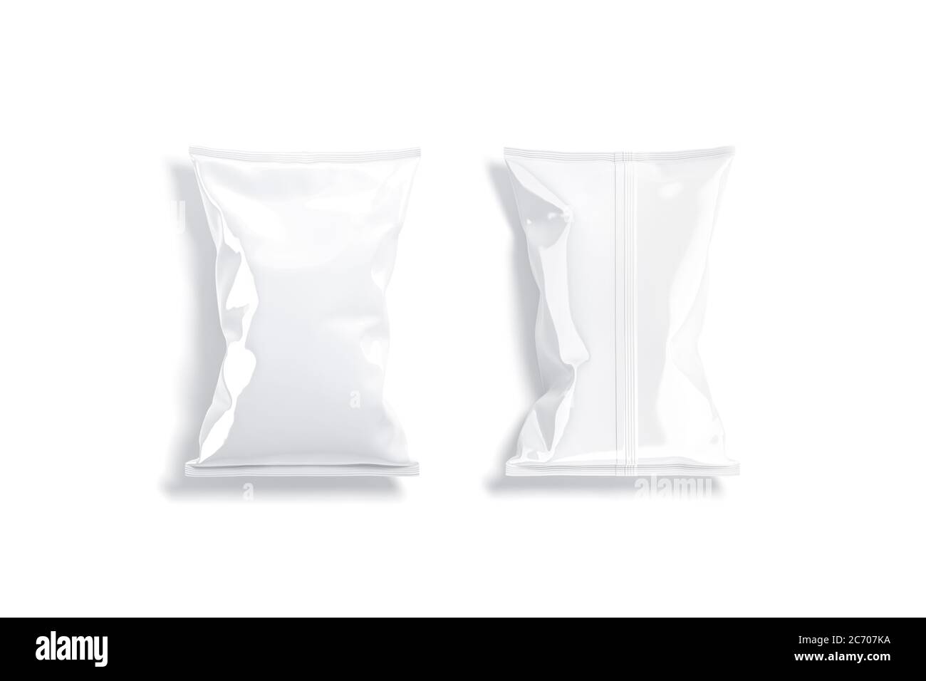 Blank white foil big chips pack mock up, top view Stock Photo