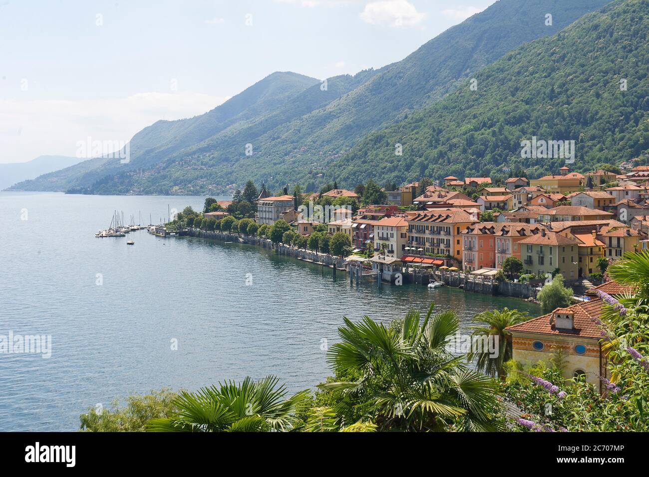 Europe, Italy, Cannobio, Italy, - Lakeside Park Lago Maggiore, Beach of Cannero Riviera Stock Photo