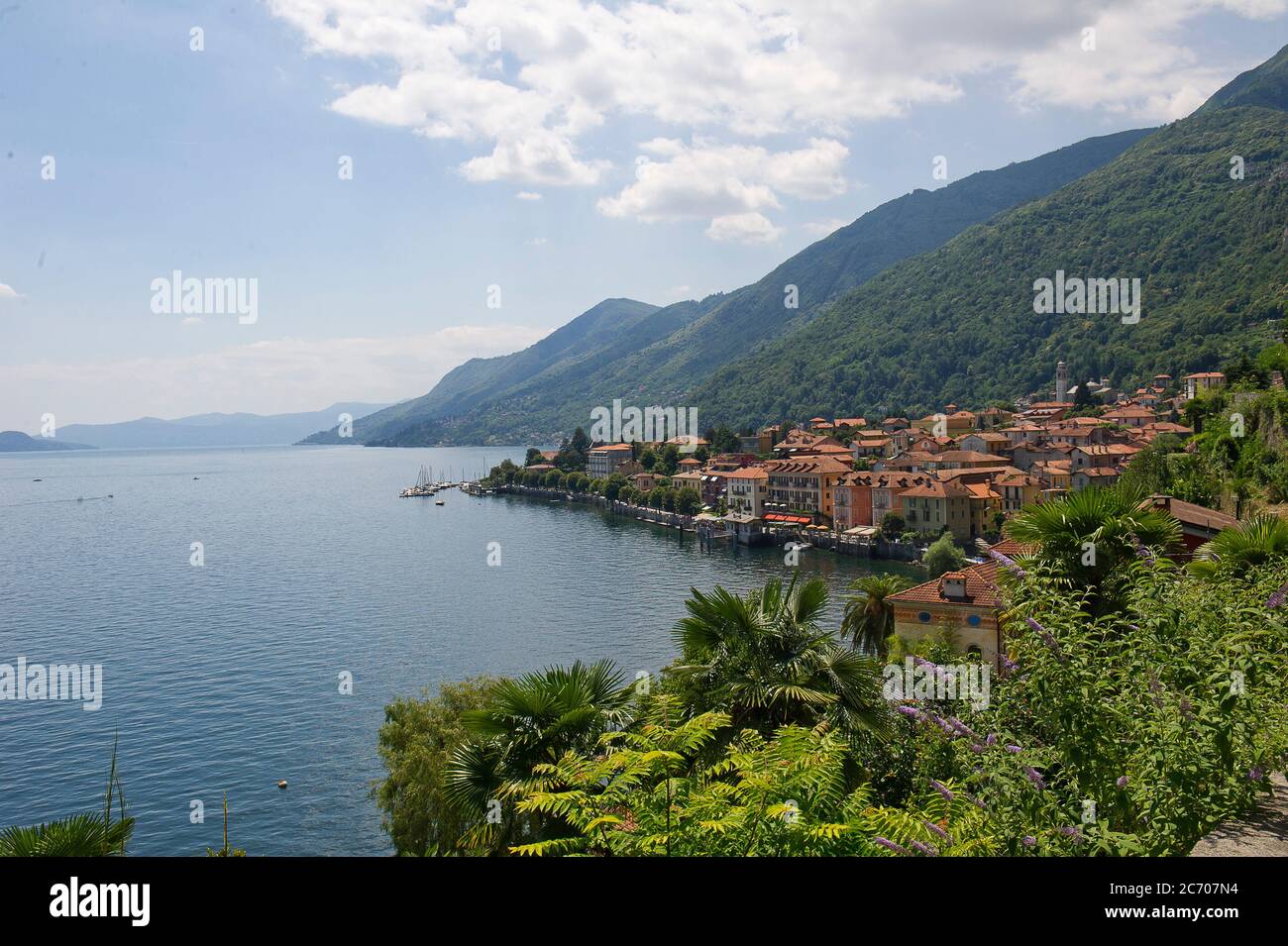 Europe, Italy, Cannobio, Italy, - Lakeside Park Lago Maggiore, Beach of Cannero Riviera Stock Photo