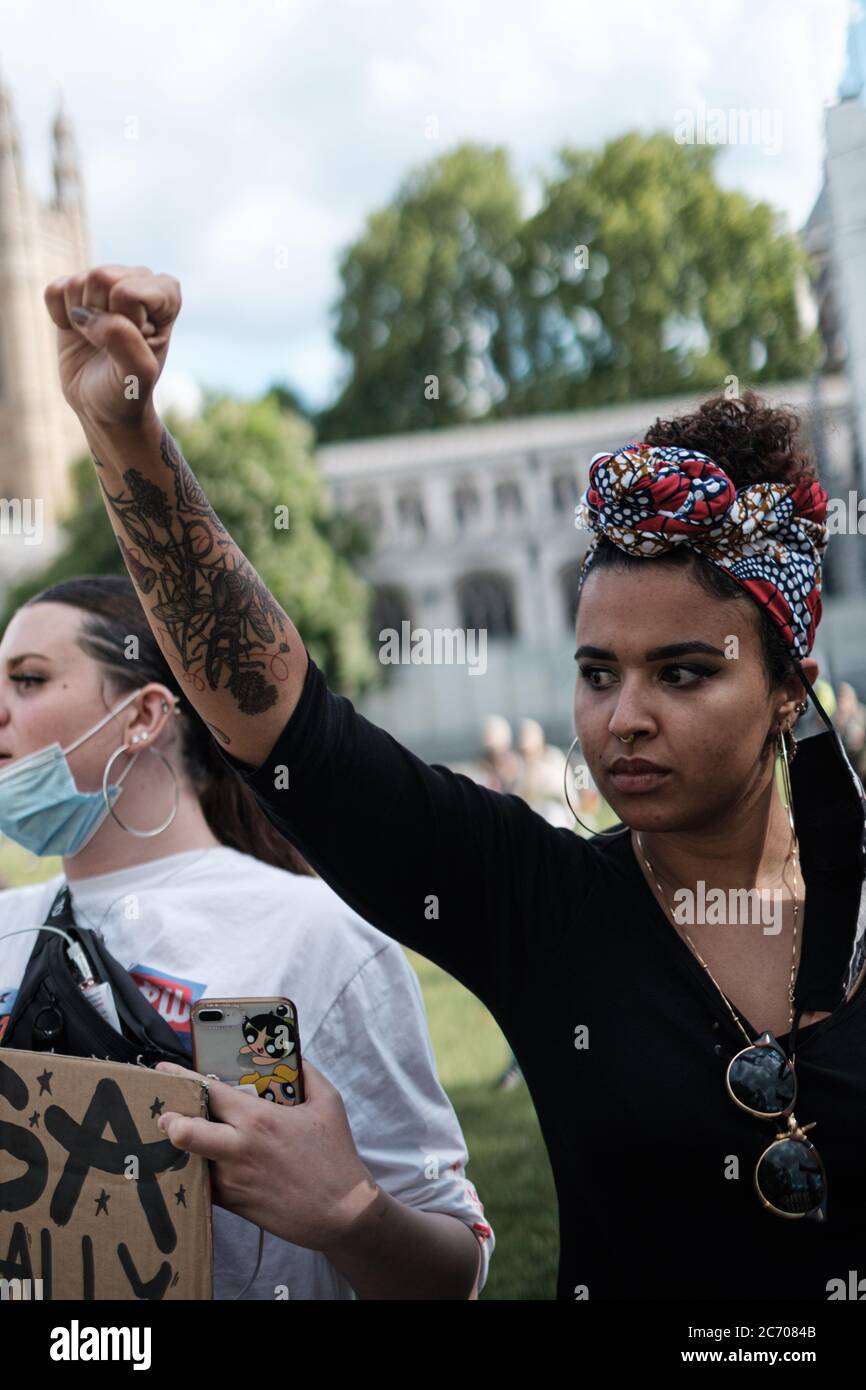 Breonna Taylor Black Lives Matter BLM March/Protest July 2022, US Embassy to Parliament Square Stock Photo