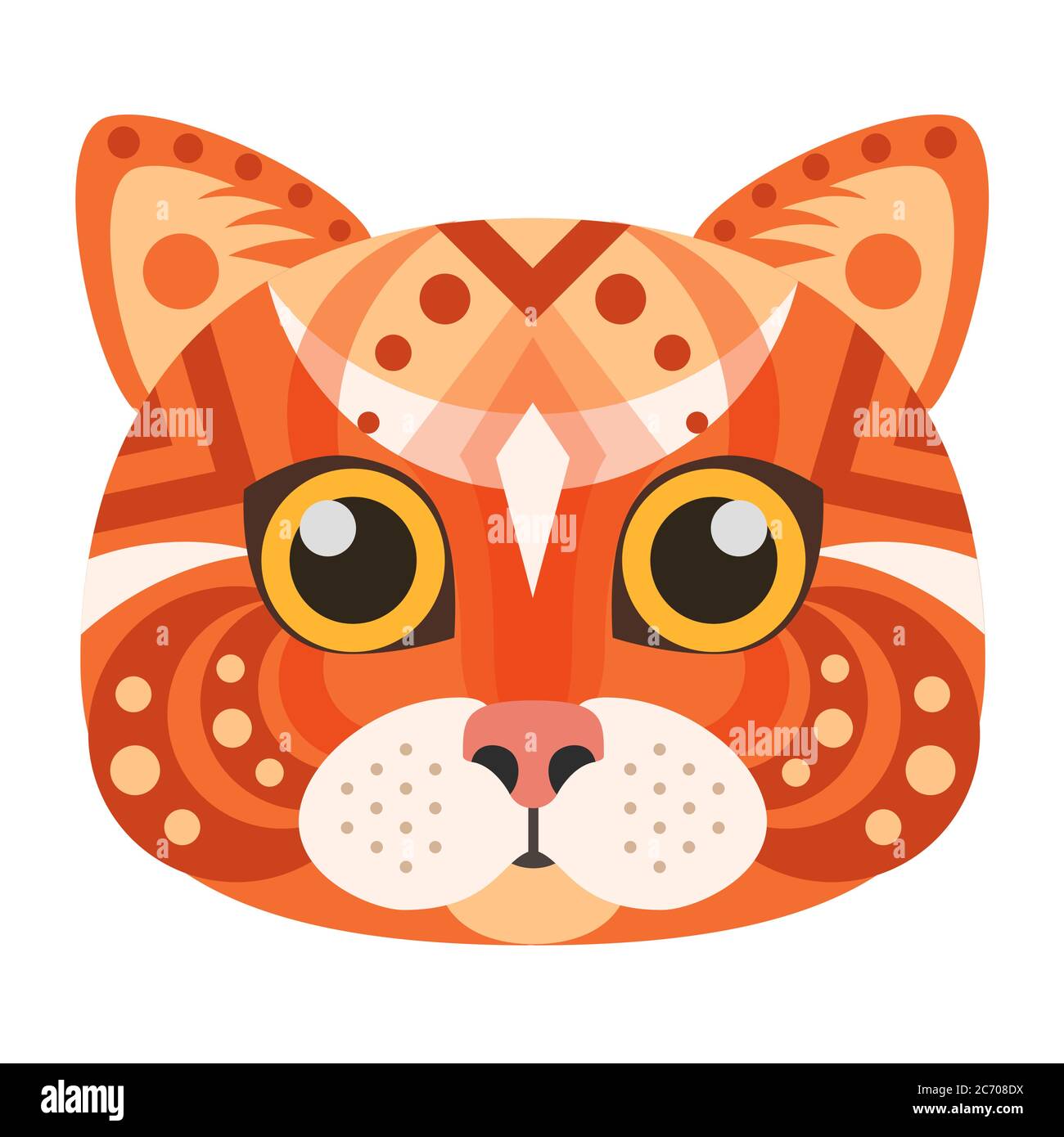 Red Cat Head Logo. Vector decorative emblem isolated. Stock Vector